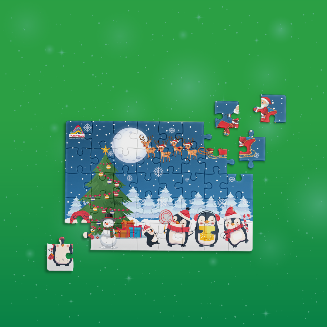 Playhills Happy Penguin Family - 60 pc Christmas Puzzle for Kids age 3+ years