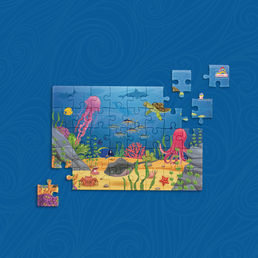 Sea Animals Beautiful Ocean Life, Wooden Jigsaw Puzzle 60 Pieces for Kids 3+ years