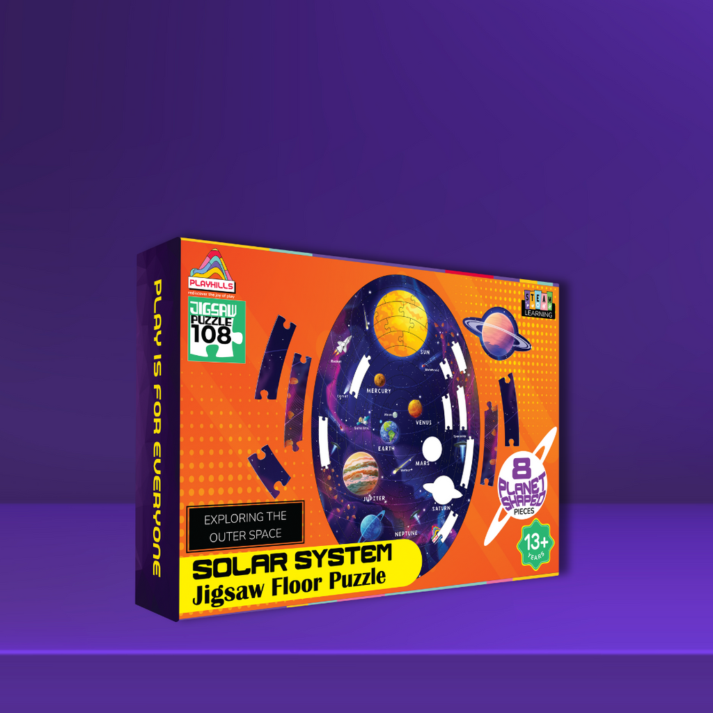 Playhills Ultimate Solar system puzzle with planet-shape pieces Jigsaw Puzzle 108 pcs for Kids Age 5+ years