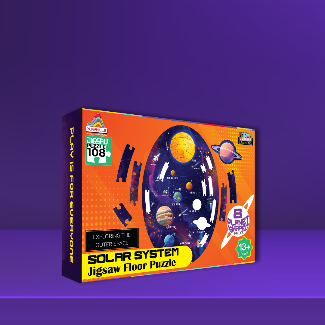 Playhills Ultimate Solar system puzzle with planet-shape pieces Jigsaw Puzzle 108 pcs for Kids Age 5+ years