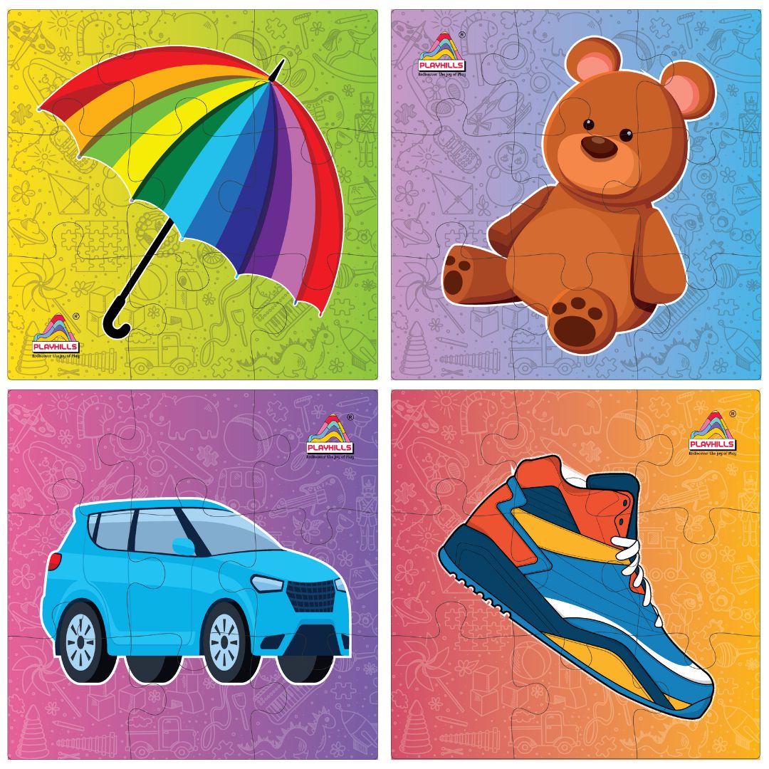 Playhills Combo (Pack of 16 puzzles) Birds + Animals + Outer Space + Daily Objects