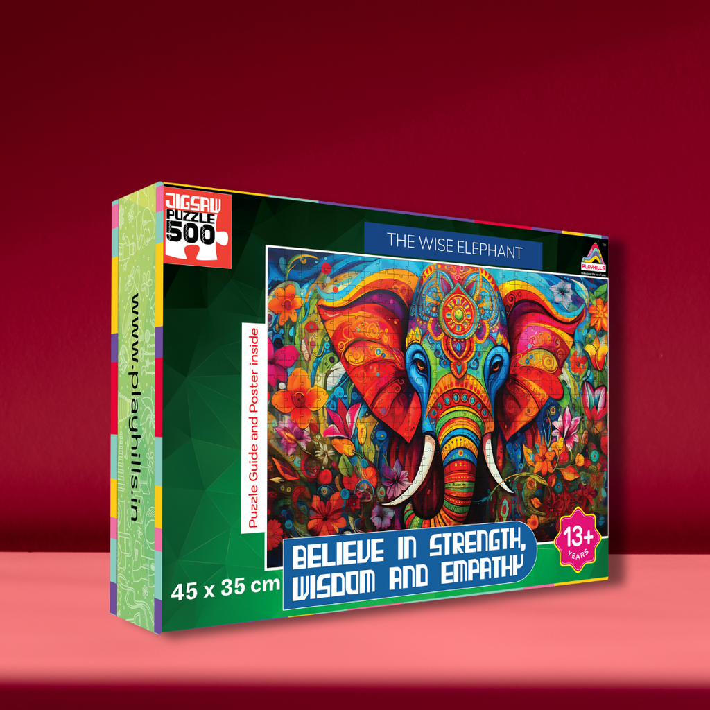 Playhills Spirit Animal The Wise Elephant, 500 pcs Wooden Jigsaw Puzzle | Mindful Relaxing and Screen free play for Kids Age 13+ Years