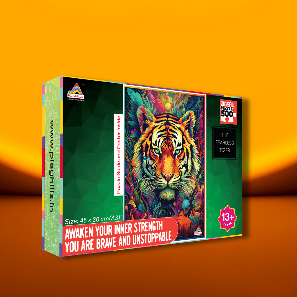 Playhills Spirit Animal The Fearless Tiger, 500 pcs Jigsaw Puzzle | Mindful Relaxing and Screen Free Play for Children and Adults Age 13+ Years